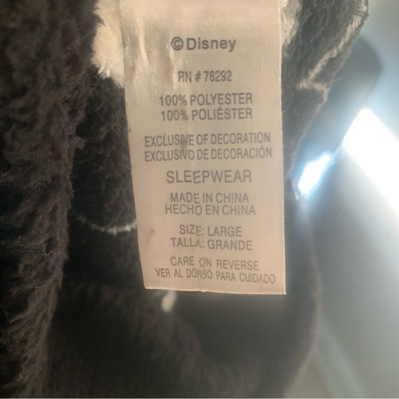 Disney Mickey Mouse One Piece Fleece Pajama With Hoodie & Ears Adults Size Large - Picture 8 of 9